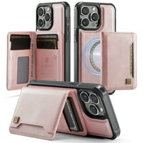 ELEHOLD Case for iPhone 15 Pro, 2-in-1 Detachable Magnetic Leather Wallet Case with RFID Blocking,Rosegold