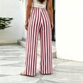 thumbnail image 6 of Womens Palazzo Pants 2026 Summer Linen Striped Wide Leg Trousers Elastic Waist Flowy Lounge Pant Pockets, M, 6 of 6