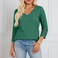 thumbnail image 2 of Razzly Women's T-Shirts Loose V Neck Blouse Three Quarter Sleeve Casual Top for Daily Wear Comfortable and Breathable Style(Green,3XL), 2 of 5