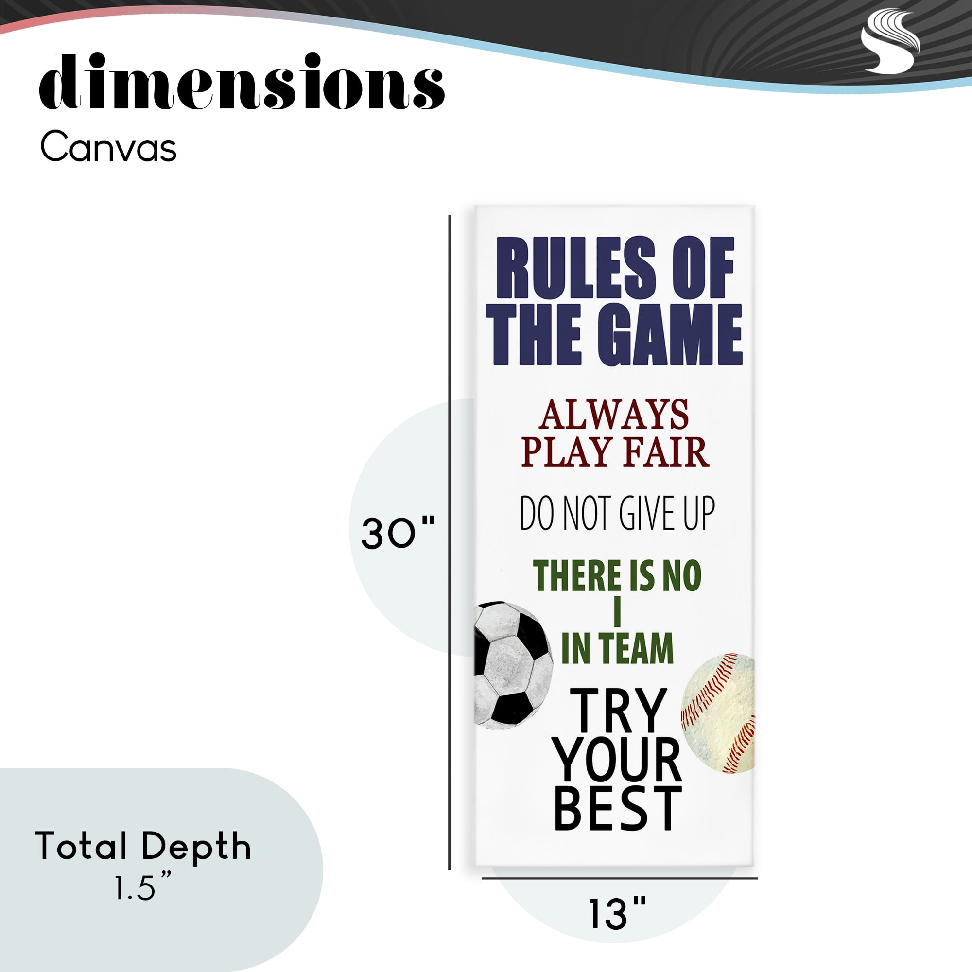 Fun Teamwork Rules of Game Canvas Wall Art, design by Kim Allen