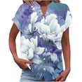 thumbnail image 2 of Drses Plus Size Tops for Women Short Sleeve Blouses Casual Loose Fit Printed Button V Neck Tops Ladies Short Sleeve T-Shirts Fit, 2 of 4