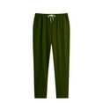 thumbnail image 3 of Men's Lightweight Straight Leg Casual Pants, Elastic Waist Drawstring Loose Fit Wrinkle Fabric Solid Color Trousers with Side Pockets for Travel Daily Wear, 3 of 6