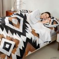 thumbnail image 4 of Manfei Southwestern Geometric Queen Sheets, Hippie Aztec Queen Sheet Sets, Black Brown White, Reversible 4-Piece1 Flat Sheet + 1 Fitted Sheet + 2 Pillowcases, 4 of 6