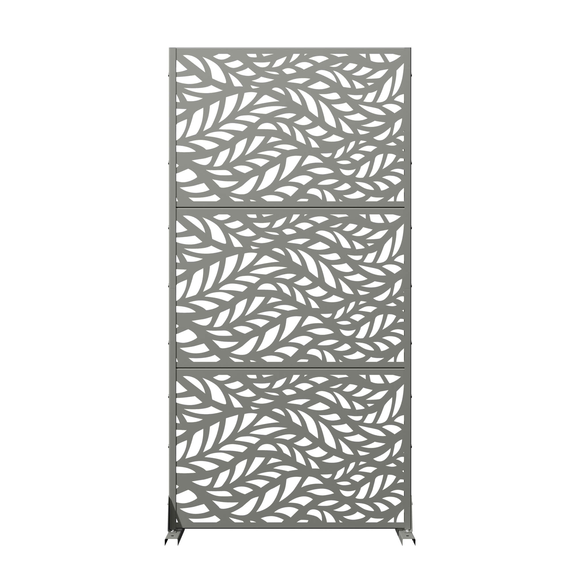 MAYEERTY Grey Rectangular Galvanized Metal Privacy Screen, Outdoor Garden Patio, 72×35×16in, 3 Panels