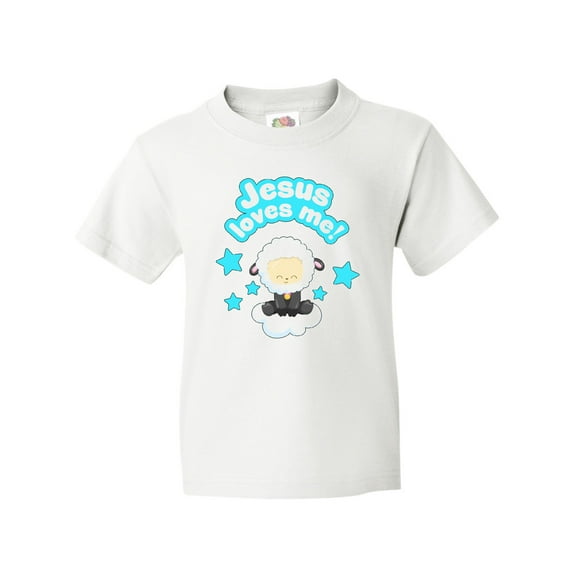 Inktastic Jesus Loves Me Cute Lamb and Stars Youth T-Shirt