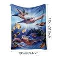 thumbnail image 4 of SDJMa Turtle Blanket Ocean Sea Turtle Throw Blanket Turtle Printed Flannel Fleece Blanket for Kids Plush Fuzzy Blanket for Sofa Chair Bed Office Camping (51inchx39inch Blue) Under Sea Turtle, 4 of 8