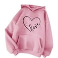 thumbnail image 4 of Blczomt Christian Sweatshirts for Women Pink Hoodies Crewneck Love Heart Pullover Thermal Shirts for Women, 4 of 4