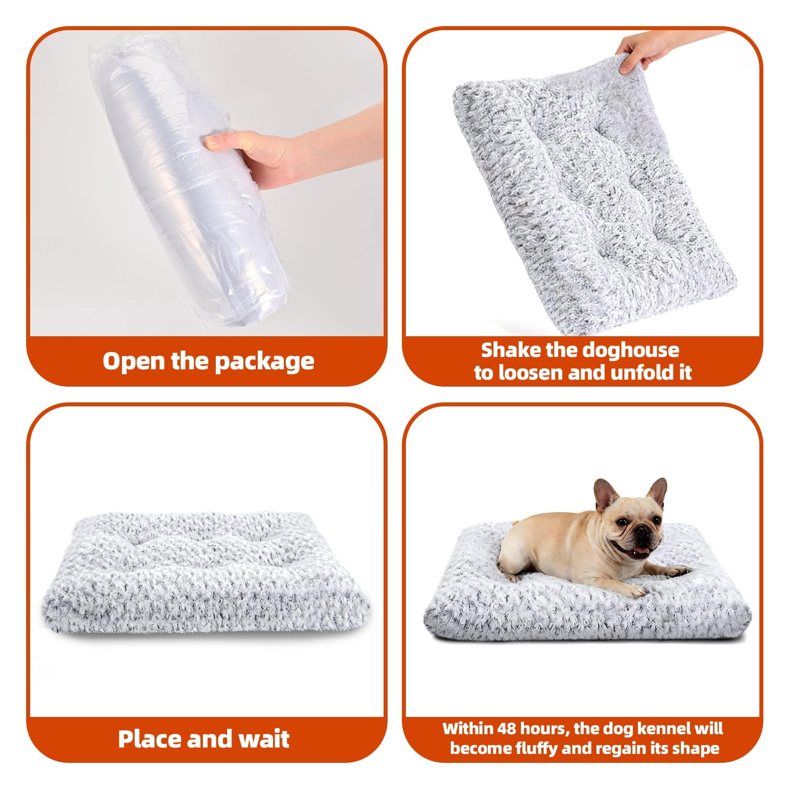 Extra Large Dog Bed Deluxe Plush  Washable Big Beds Indestructible Crate Pad Anti-slip Soft Pet Comfy Kennel For Small Medium Dogs 41"x 27"-xxl Light Gray