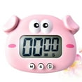 thumbnail image 4 of EeaseMX Reloj despertador electrónico con temporizador de dibujos animados de cerdo, ideal para estudiar, trabajar y hornear, sin batería (rosa), 4 of 7