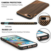 TENDLIN iPhone 8 Plus Case/iPhone 7 Plus Case with Wood Grain Outside Soft TPU Silicone Hybrid Slim Case for iPhone 7