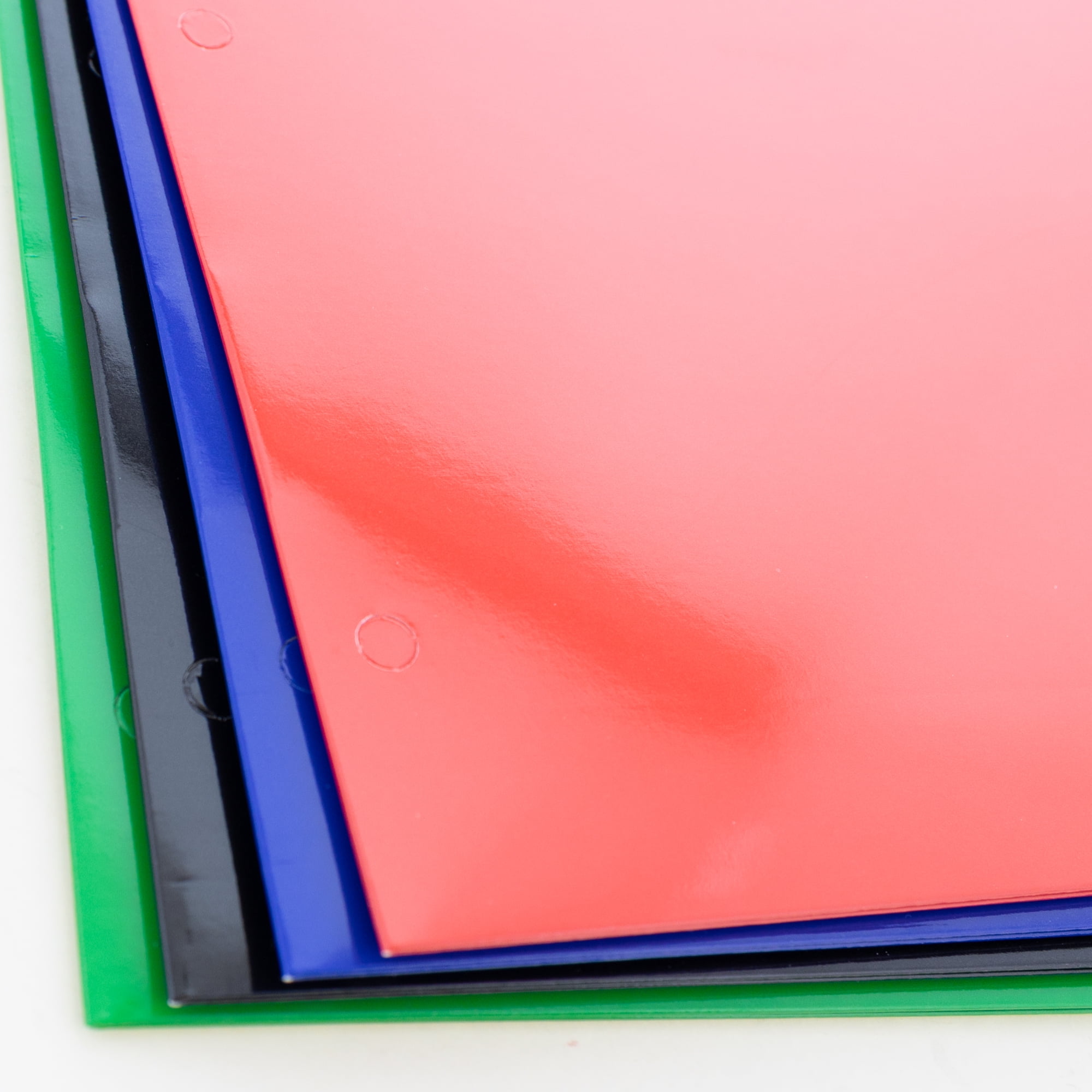 BAZIC 2 Pockets Paper File Folder, Laminated Glossy 3 Hole Portfolio, Assorted Classic Colors Letter Size, 48-Pack