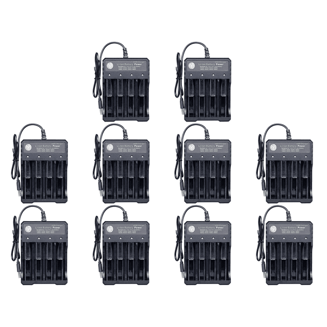 Cargador 18650 4 Ranuras Independientes Alimentación USB para Batería Li-Ion 3.7V 14500 rojo