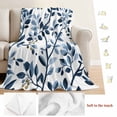 thumbnail image 5 of Navy Blue Botanical Blanket Soft Cozy Warm Throw Blanket for Couch, Plush Fuzzy Flannel Fleece Blankets for Sofa, Summer Spring Leaves Bed Blankets Lightweight Gifts for Women, 40"x50", 5 of 9