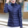 thumbnail image 1 of Women'S Lightweight Down Coat Long Sleeve Full Zipper Oversized Thin Short Puffer Jackets, 1 of 4