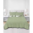 thumbnail image 3 of Vintage Sage Green Summer Quilt Set King Size,Soft Microfiber Quilted Bedding Set with 2 Pillow Shams,Farmhouse Retro Beige Solid Color Lightweight All Season Bedspread Coverlet for Bedroom 96"x106", 3 of 6