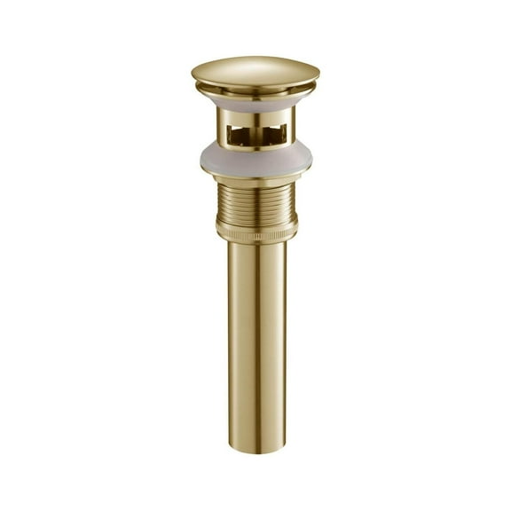Bathroom Sink Pop Up Drain Overflow, Brass Vanity Drain Stopper, Brushed Gold Finish