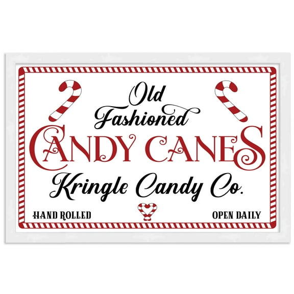Old Fashioned Candy Canes Kringle Candy Co 13.5" x 19.5" Framed Christmas Wall Decor  Sign Poster