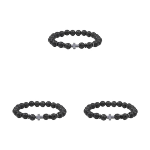 Wweixi Bracelet de Perles Exquis à Grand Application pour Polyvalence Pierre Volcanique Exquise 3ensemble