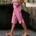 thumbnail image 2 of Womens Trousers Wide Leg Elasticated Waist Cropped Pants Stright Leg Cropped Trouser With Pocksts Casual Loose Bottoms for Holiday Summer Trousers for Women UK, 2 of 6