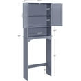 thumbnail image 3 of HYJY Over The Toilet Bathroom Cabinet with 2 Doors & Adjustable Shelf, Free Standing Toilet Rack Space-Saving, L24.5xW9xH66 Inches, Grey, 3 of 18