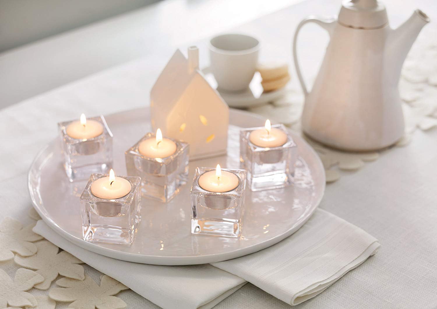 Ashlux Tea Lights Candles 100 Pack[4.5 Hours Long Burning][Burn Clean]  Unscented White Tealight Candles Small Mini Tea Candles White Bulk Tea  Light