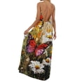 thumbnail image 5 of HAJWOH Backless Cami Dresses for Women, Solid Color Backless Cami Dress, Floral Print Sleeveless Beach Vacation Backless Maxi Dress Summer Saffron XL, 5 of 5