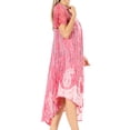 thumbnail image 4 of Sakkas Bree Long Embroidered Cap Sleeve Marbled Dress - Hibiscus Pink - One Size Regular, 4 of 5