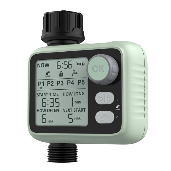 STYDDI Sprinkler Watering Timer with Rain Sensor and 5 Separate Irrigation Programs, Digital Hose Timer, Programmable Water Timer Outdoor, Automatic Irrigation Garden Hose Timer, for Yard, Lawn