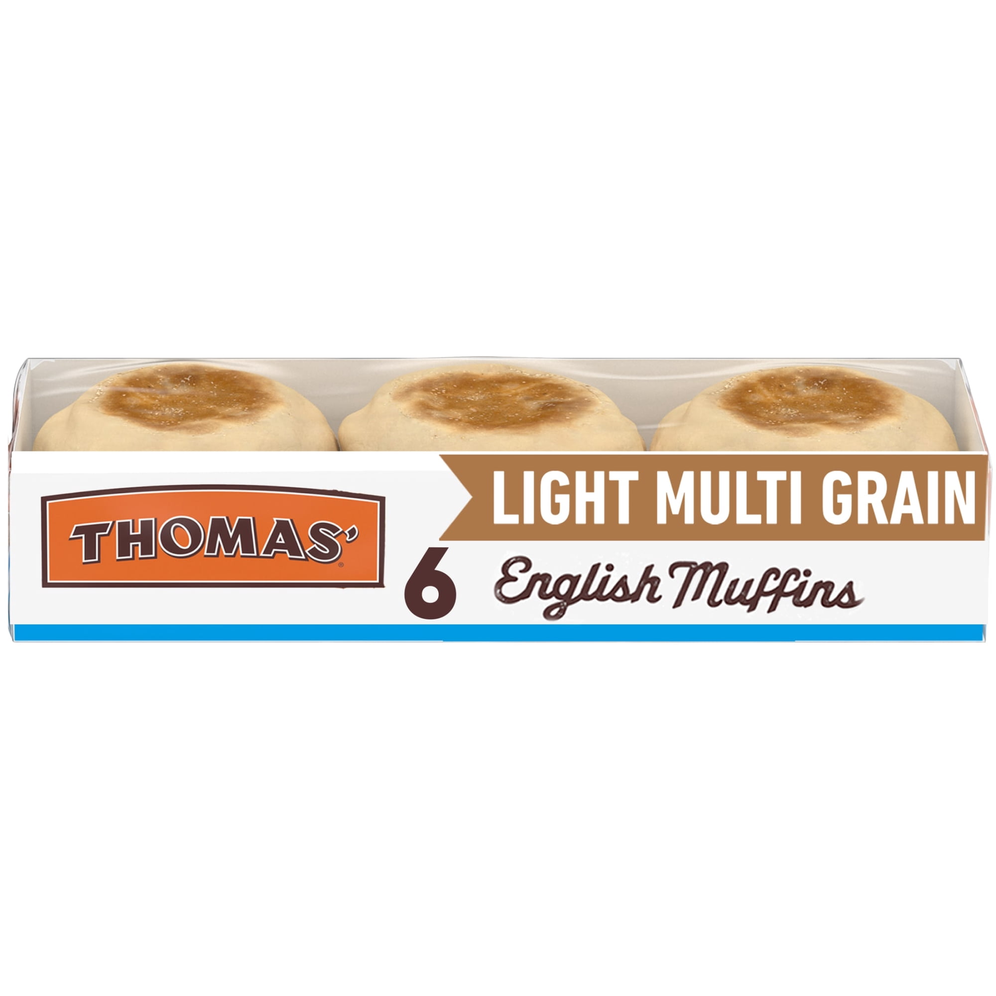 Thomas' Light Multi-Grain English Muffins, 6 count, 100 Calories English Muffins, 12 oz Tray