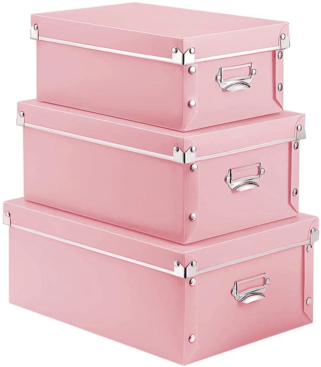 File Storage Boxes, Foldable Storage Bins with Lid 3 in 1 Set Plastic