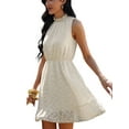 thumbnail image 4 of VISgogo Mini vestido para mujer, elegante, sin mangas, cuello alto, sólido, verano, casual, citas, vestido de una línea VISgogo moda, 4 of 6