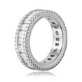 thumbnail image 2 of Baguette And Round Clear Cubic Zirconia Eternity Band Ring Rhodium Plated Sterling Silver Size 5, 2 of 3