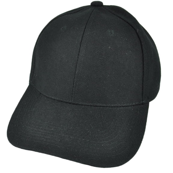 Black Blank Plain Solid Color Adjustable Hat Cap Curved Bill Acrylic Headgear
