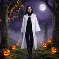 thumbnail image 6 of Women's Hooded Cape Halloween Costume Medieval Grim Reaper Cloak with Tie Closure and Cape Sleeves Polyester Hooded Robe for Cosplay Parties White, 6 of 6