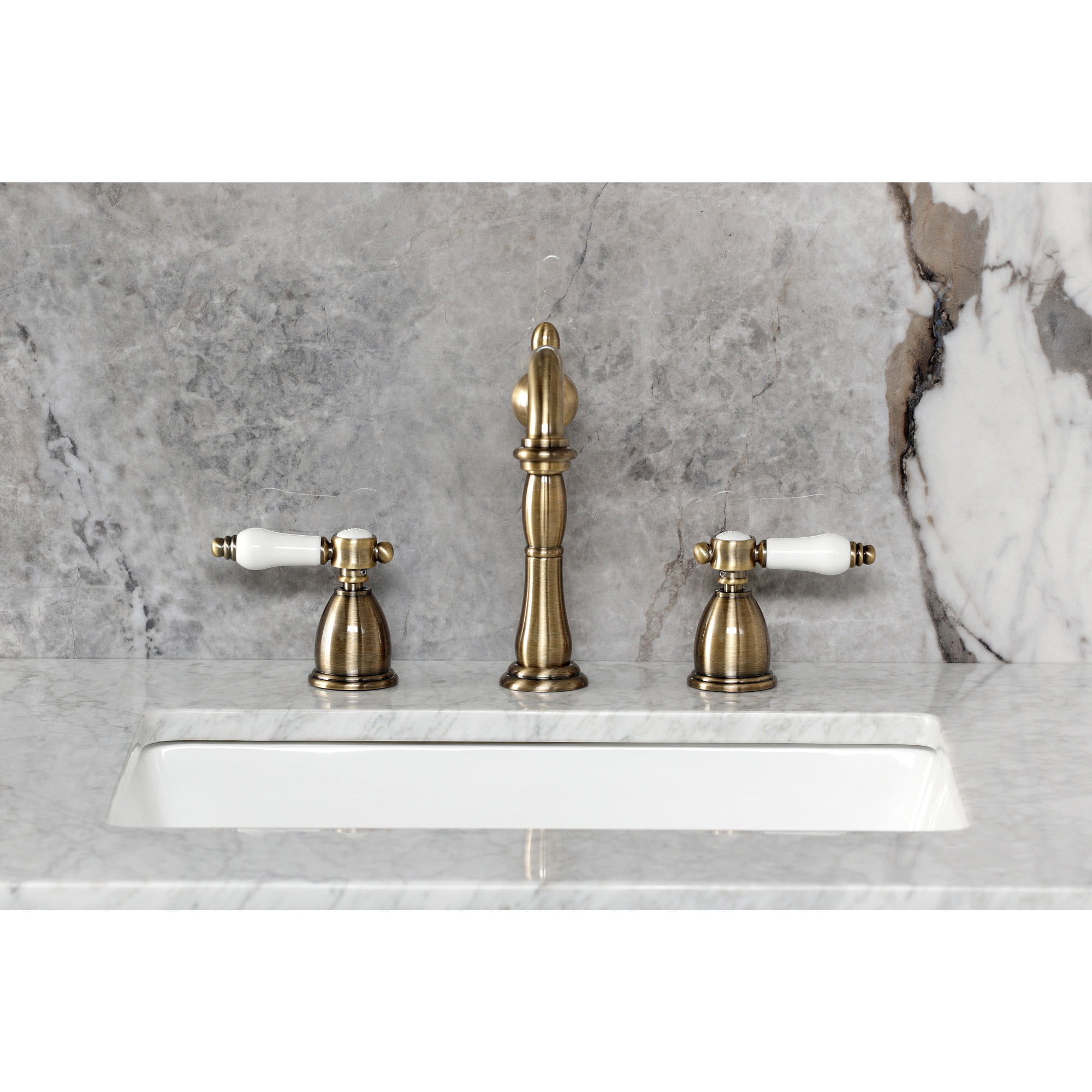 Kingston Brass KB1973BPL Bel-Air Widespread Bathroom Faucet with Brass Pop-Up, Antique Brass
