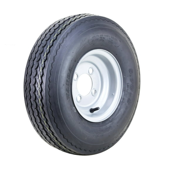WANDA Trailer Tire Wheel Assembly 5.70-8 6-Ply C 77M with 4 Lugs on 4" PCD Silver Rim