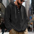 thumbnail image 6 of Dresfit Henley Shirts Men Long Sleeve Linen Shirts Spring 2026 Relaxed Fit Hawaiian T Shirt with Hood Striped Oversized Button Down Big and Tall Fashion Black L, 6 of 6