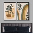 thumbnail image 2 of IDEA4WALL Framed Canvas Print Wall Art Set Mid-Century Green Rainbow Plant Vase Nature Illustrations Modern Art Rustic Decorative for Living Room, Bedroom, OfficeL - 16"x24"x2 Black, 2 of 5