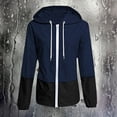 thumbnail image 2 of Fimkaul Women's Jacket Coats Winter Fall Plus Size Long Sleeve Casual Tops Patchwork Hooded Drawstring Pocket Rain Coat Blue XXL, 2 of 4