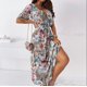 thumbnail image 2 of Vestido de moda para mujer Vestido largo floral con cuello en V y manga corta con cinturón Fridja nalpqowj4298, 2 of 9