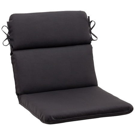 40.5" Solid Dark Gray Outdoor Patio Rounded Chair Cushion with Ties