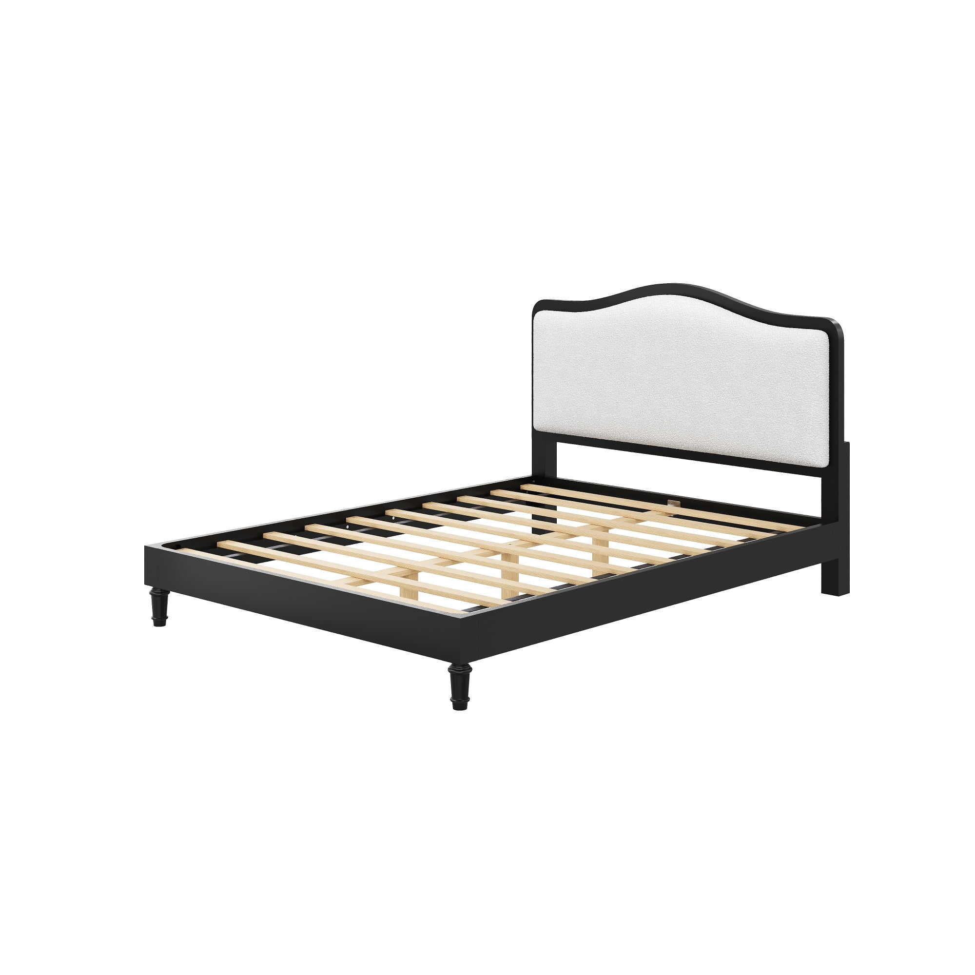 MODERNLUXE Queen Size Platform Bed with Upholstery Headboard, Black