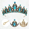 thumbnail image 3 of Tiara de corona de diamantes de imitación Unique Bargains Tono dorado oscuro azul oscuro, 3 of 7