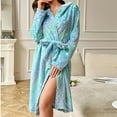thumbnail image 2 of Agkizg Plus Size Women's Fleece Bathrobe,Long Robes for Women's House Robes,Womens Plus Size Fleece Robe Long Sleeve Bathrobe Thick Warm Solid Color Sleepwear Loungewear Home Wear, 2 of 4