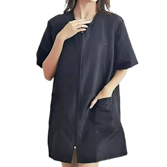 Polyester Barber Smock Short/Long Sleeve Easy Zippered Antihair Hairdressing Apron For Clean Work Environment Pet Grooming