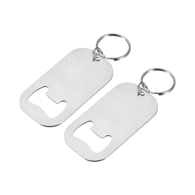 Uxcell 2 Piezas de Llavero Abridor de Botellas, Abridor de Botellas de Cerveza de Acero Inoxidable de 2.75" de Largo para el Hogar, Bar, Fiesta, Plateado