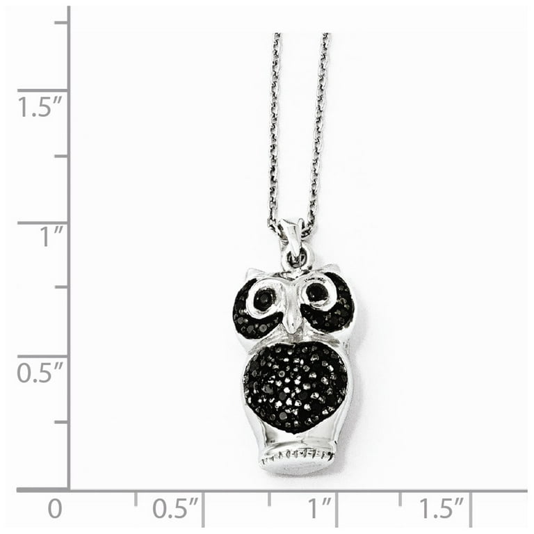Cheryl M Sterling Silver CZ Black & White Owl Necklace Cheryl M Sterling Silver CZ Black & White Owl Necklace