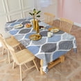 thumbnail image 3 of Blue Geometric Quatrefoil Pattern Rectangle Tablecloth 60"x102",Waterproof Polyester Rectangle Table Cloth, Wipeable Spillproof Polyester Tablecloth for Dining, Camping, Indoor and Outdoor, 3 of 6