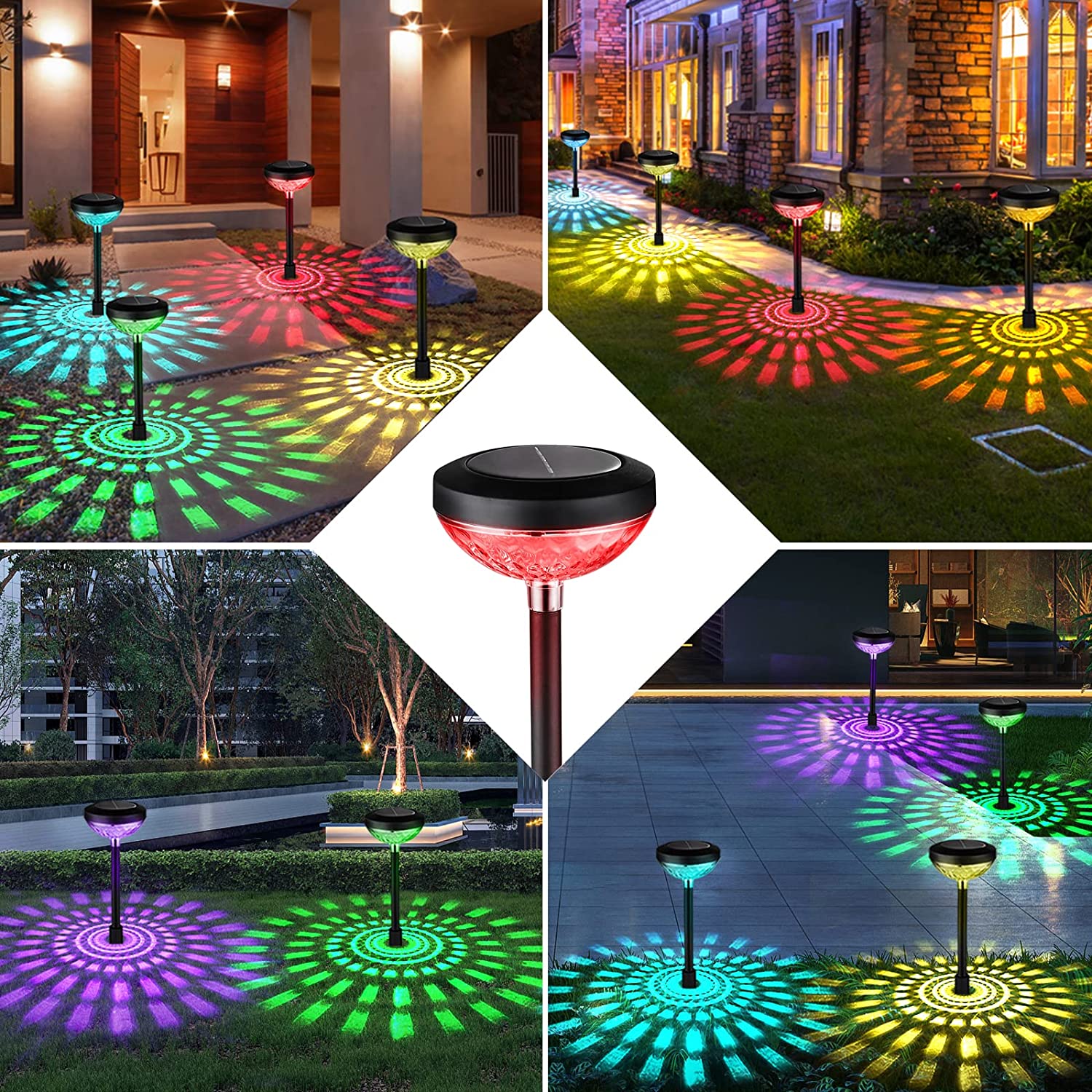 Pack Solar Pathway Lights, Outdoor Waterproof Color Changing LED Solar  Path Lights, Solar Powered Garden Lights for Patio Yard Lawn Landscape  (Multicolor  Cool White)