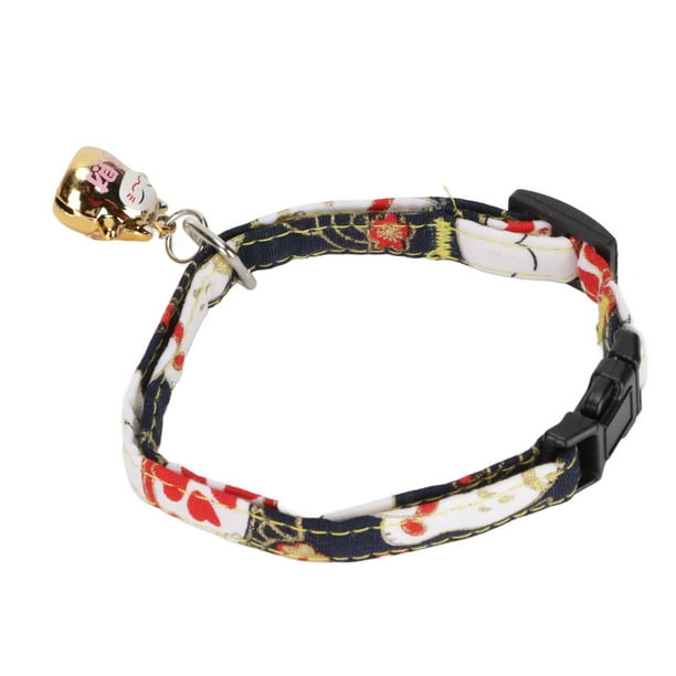 Japanese Style Cat Collar Quick Release Delicate Cat Collar With Cartoon Bell For New Year For Halloween Japanese Kimono Style Red Lucky Cat Japanese